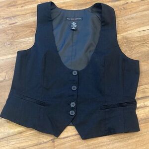 New York & Company Black Tailored Button Vest